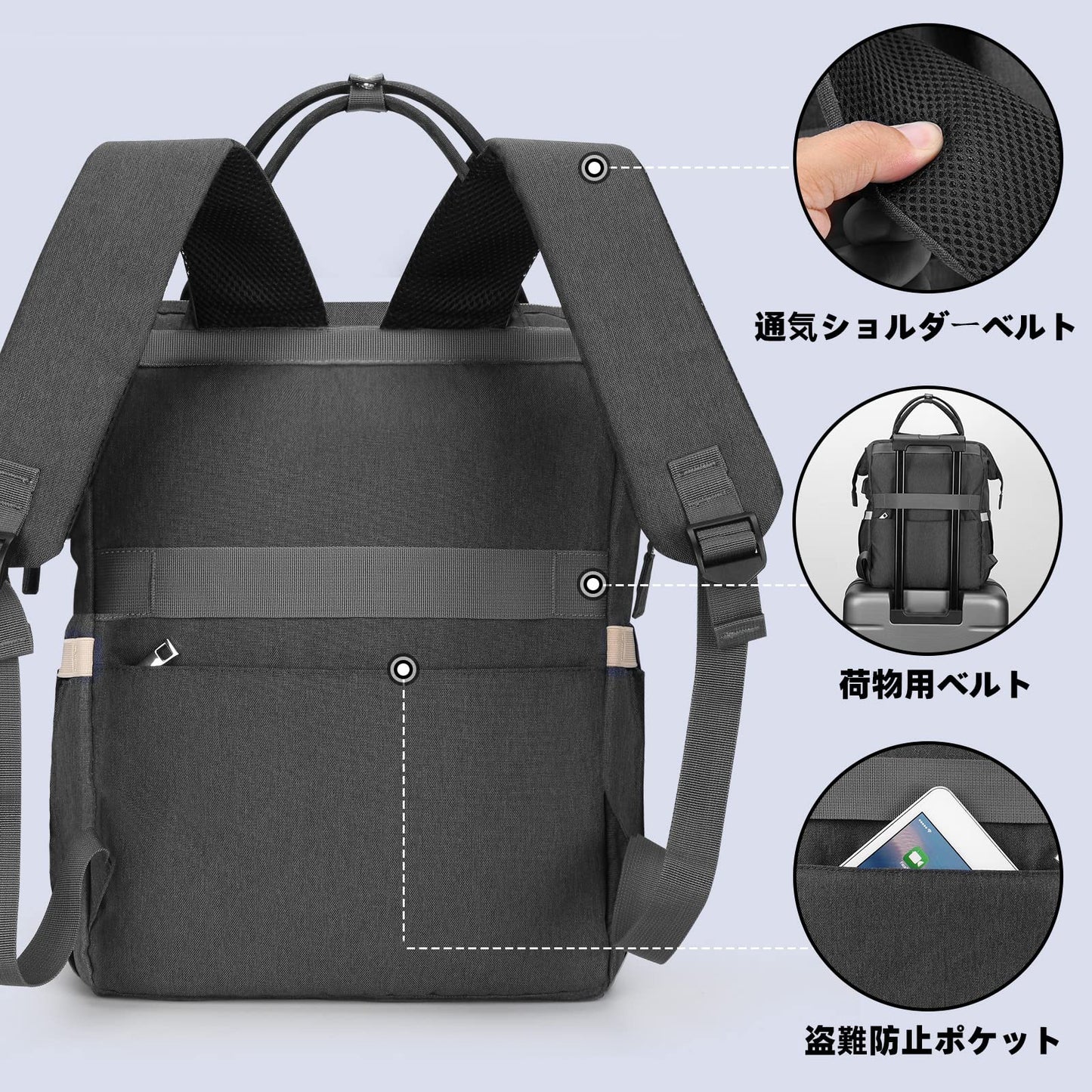 [HOMIEE] リュック レディース 旅行 大容量 B4対応 バックパック 大人軽量 おしゃれ USB充電ポート 15.6インチPC 防水 リュックサック ショルダーバッグ 盗難防止 多機能 ビジネス 通勤 通学 旅行 男女兼用 スタイリッシュ